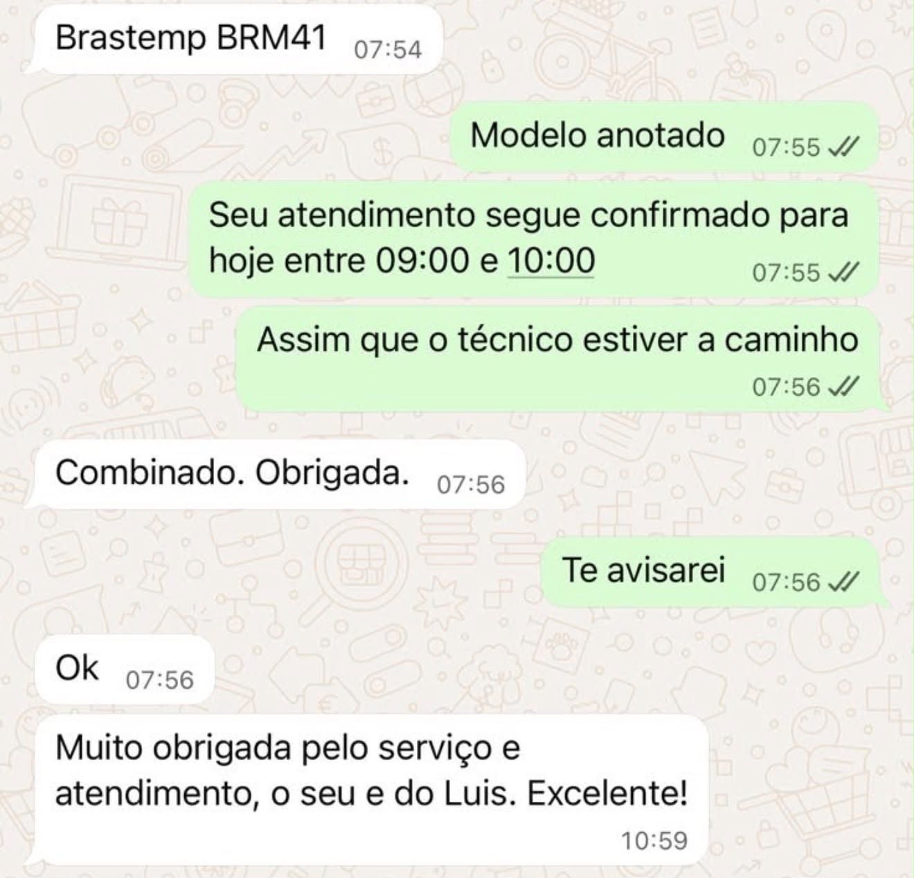 Avaliação de Atendimento Luis enviada por WhatsApp